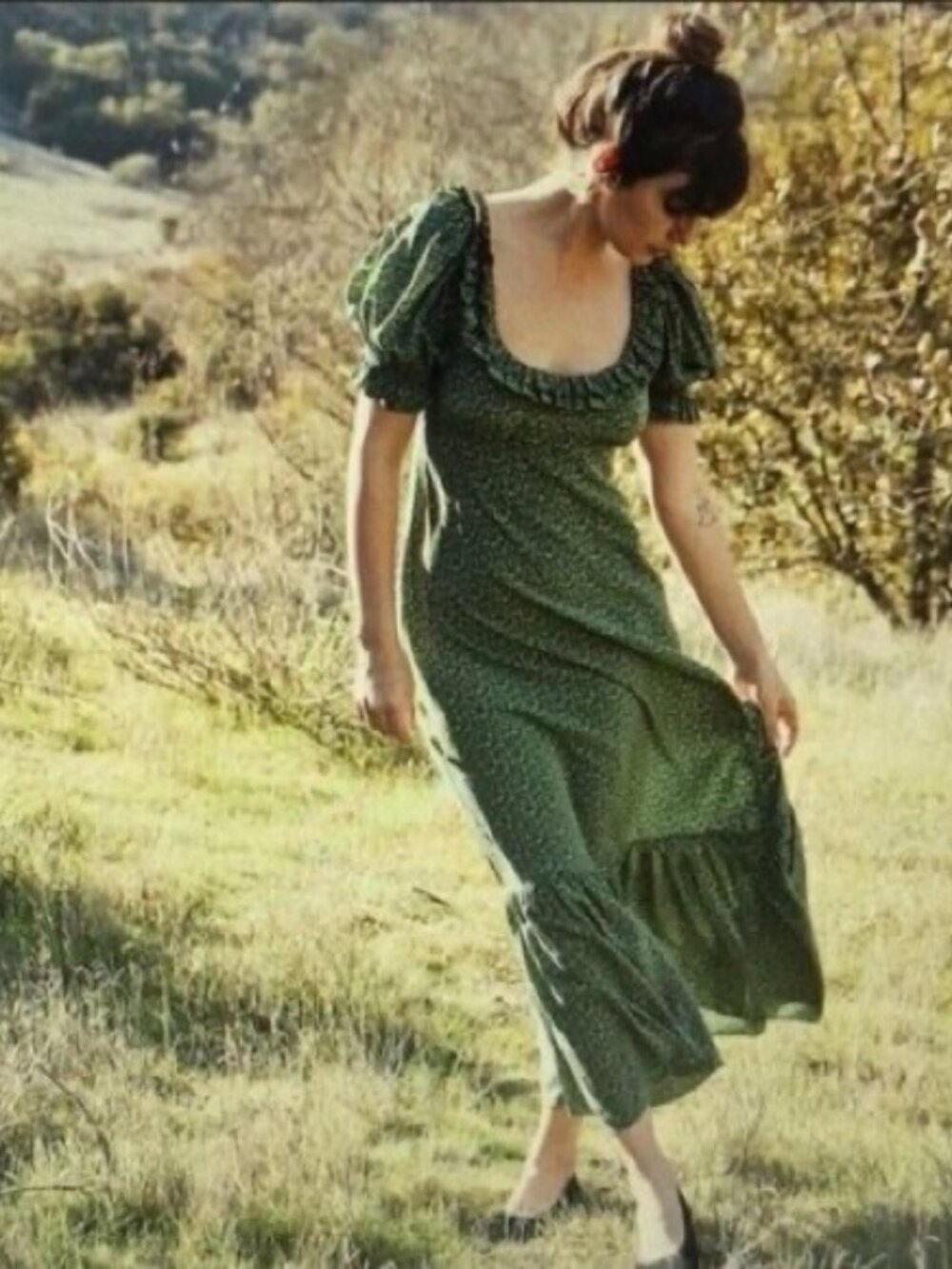 Doen Olive Silk Maxi Dress Small